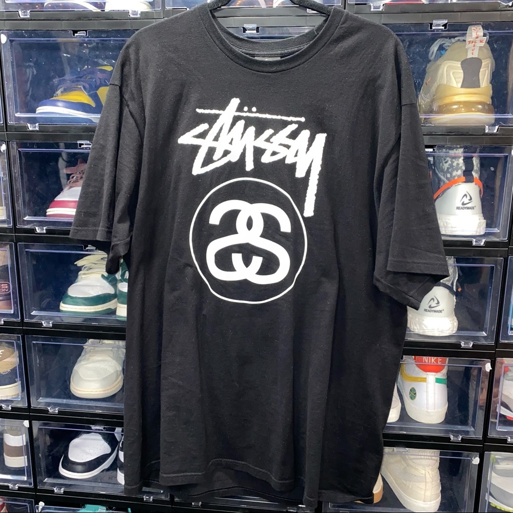 STUSSY DOUBLE S TOUR TEE • BLACK CREWNECK T-SHIRT • XL